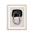 Plakat w ramie 30x40 - Strukturalne Kontrasty - abstrakcyjne szkicowane linie, minimalizm - rama drewno