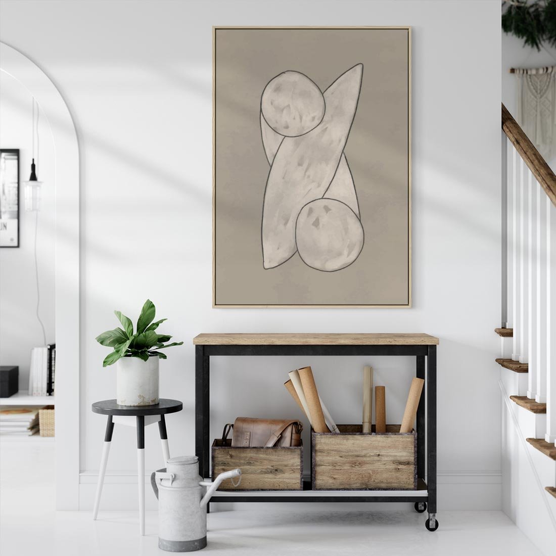 Obraz w ramie 80x120 - Zaklęte Anomalie - nowoczesna geometryczna sztuka, loftowe wnętrze - rama drewno