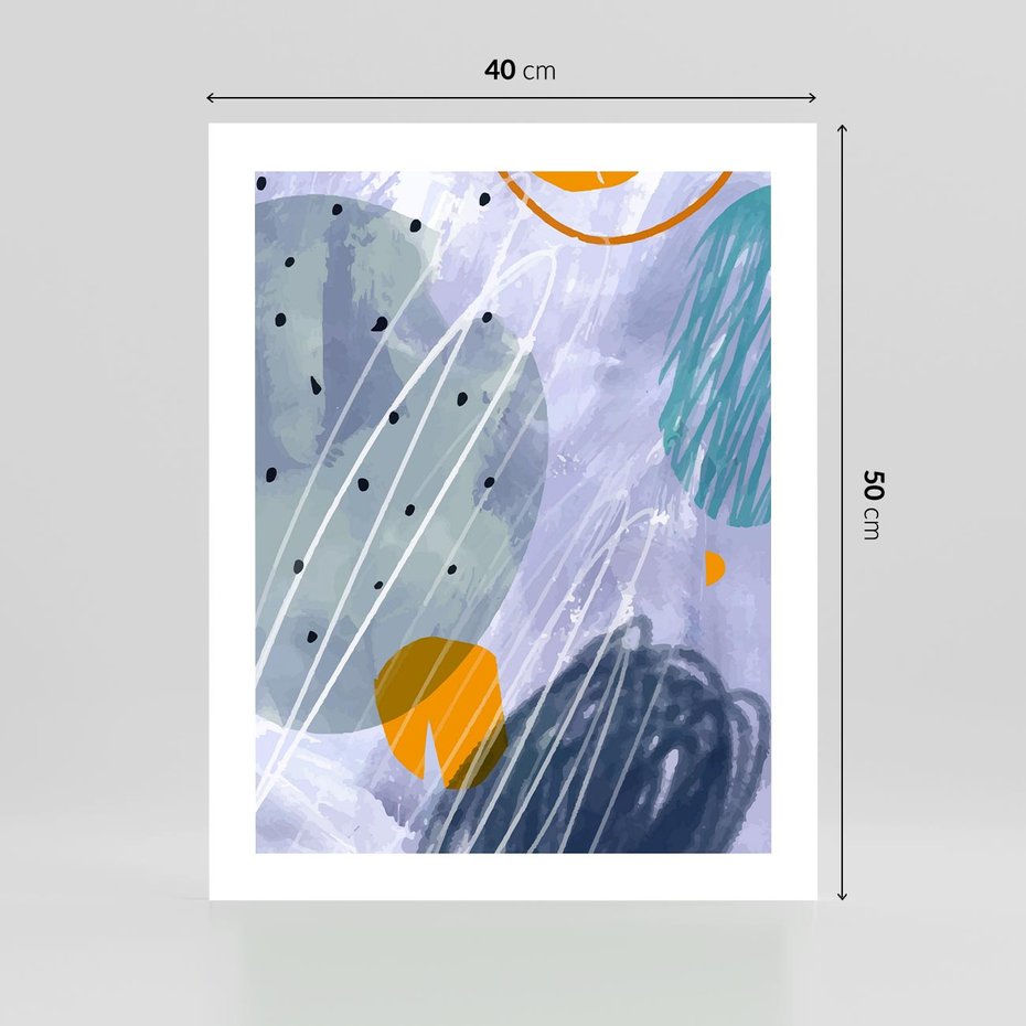 Plakat bez ramy 40x50 - Pastelowe Przenikanie - abstrakcyjny plakat do młodzieżowego pokoju, granaty fiolety