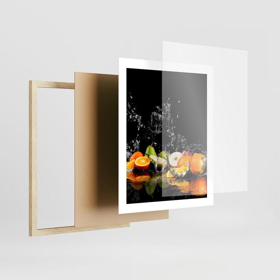 Plakat w ramie 40x50 - Owoce w Restauracji - owoce, kuchnia - rama drewno
