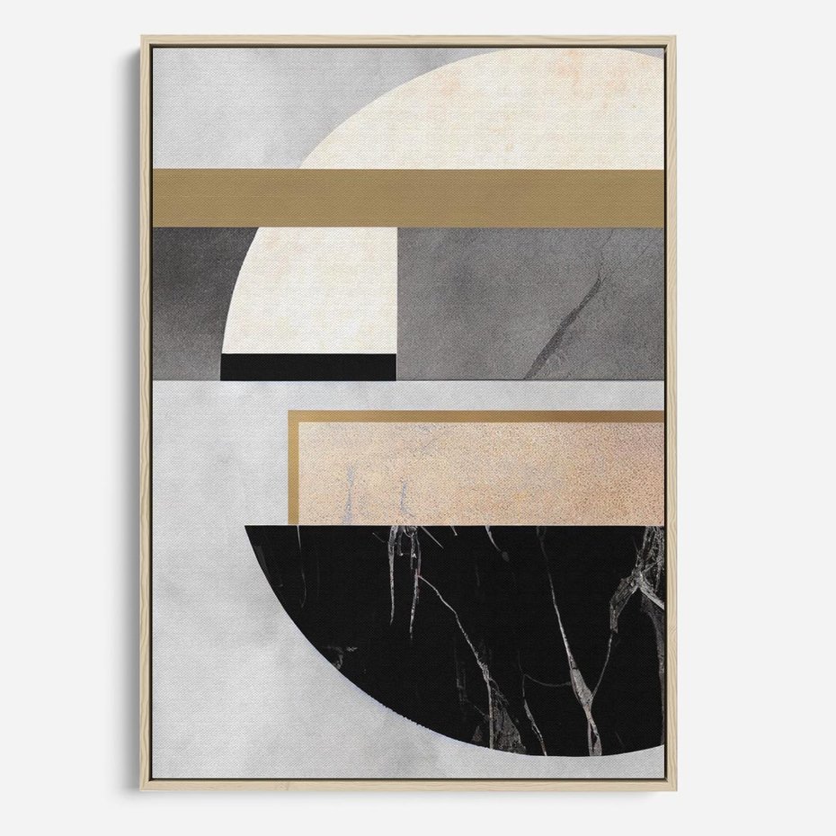 Obraz w ramie 50x70 - Biało-Czarne Formy - nowoczesna geometria, koło - rama drewno