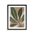 Plakat w ramie 30x40 - Nowoczesność Natury: Plakat z Zielonymi Liśćmi - nowoczesny plakat, beż - rama czarna