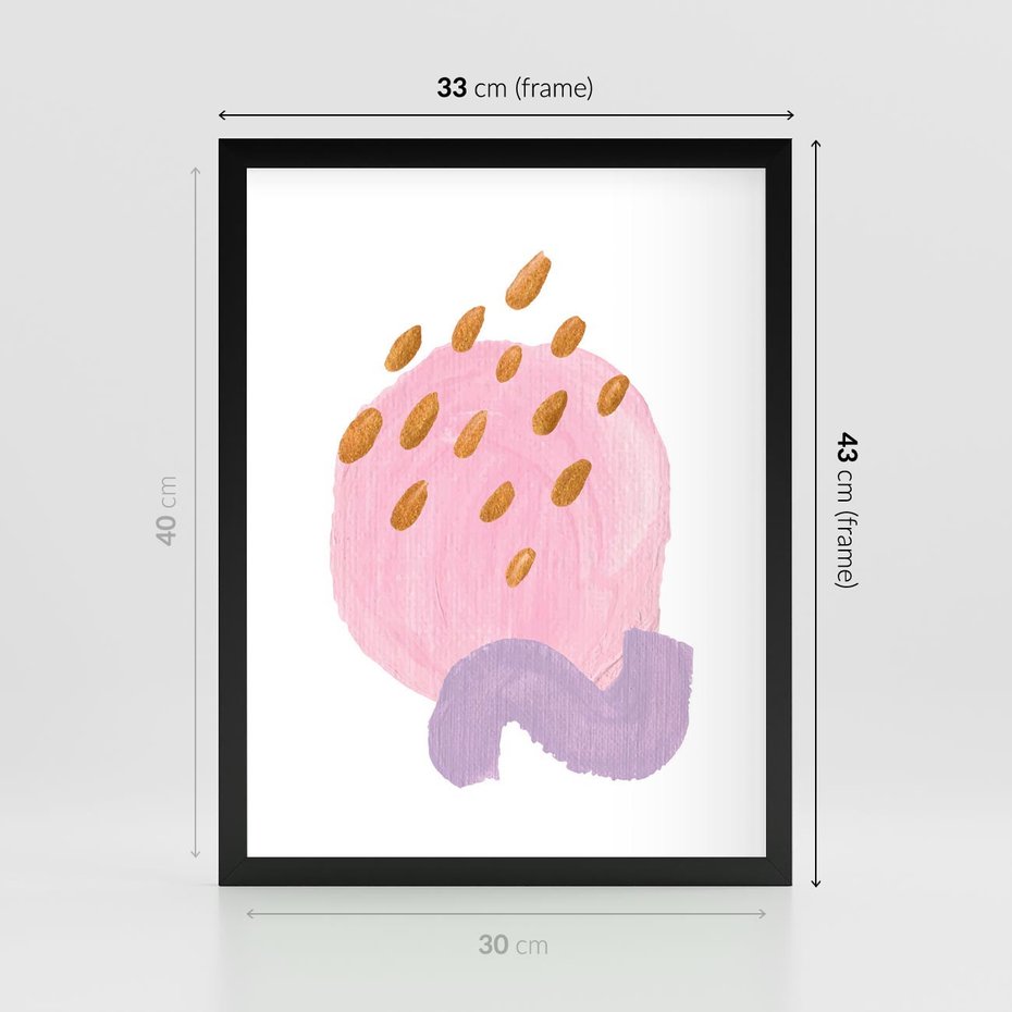 Plakat w ramie 30x40 - Migoczące Pastelowe Kształty - akwarela, minimalizm - rama czarna