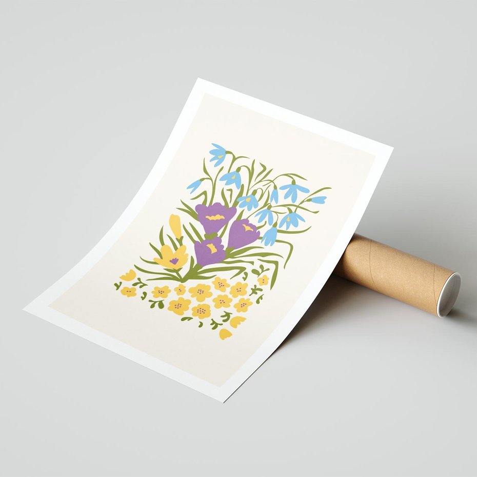 Plakat bez ramy 40x50 - Kwiatowe Przenikanie - kwiaty, sztuka nowoczesna