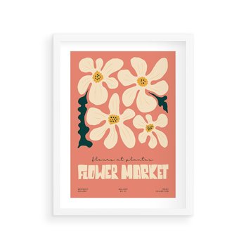 Plakat w ramie 40x50 - Szkicowane Kolorowe Uczucia - kwiatowa kompozycja, minimalizm - rama biała