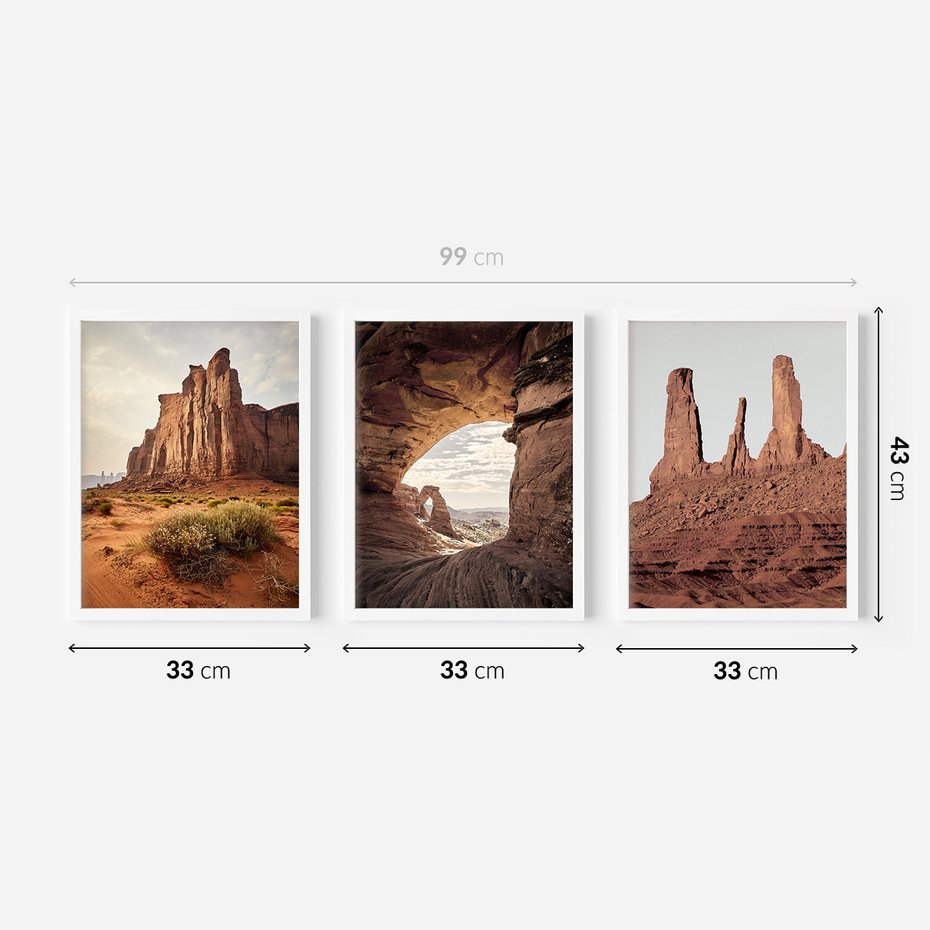 Zestaw obrazy w ramie 30x40 galeria - Kanion, widok, pustynia, USA - rama biała