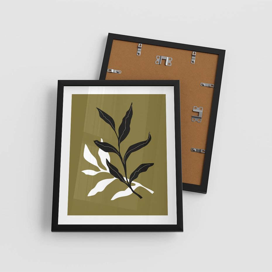 Plakat w ramie 40x50 - Wewnętrzne Odsłony - liście, gałązki - rama czarna