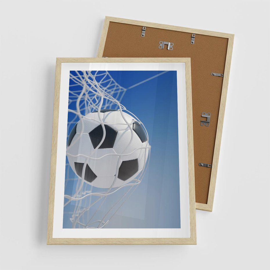 Plakat w ramie 50x70 - Pasja na Plaży - piłka, siatka - rama drewno