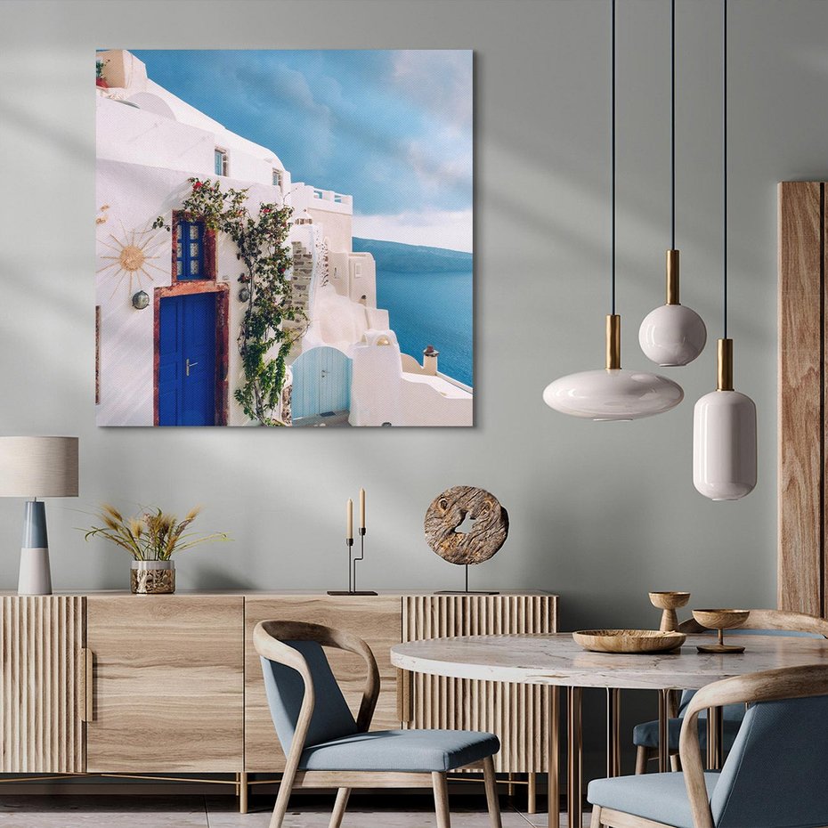 Obraz na płótnie 40x40 - Urok Greckiej Wyspy - Santorini, Grecja