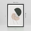 Plakat w ramie 50x70 - Przenikające Kształty - szkic jedną linią, one line - rama czarna