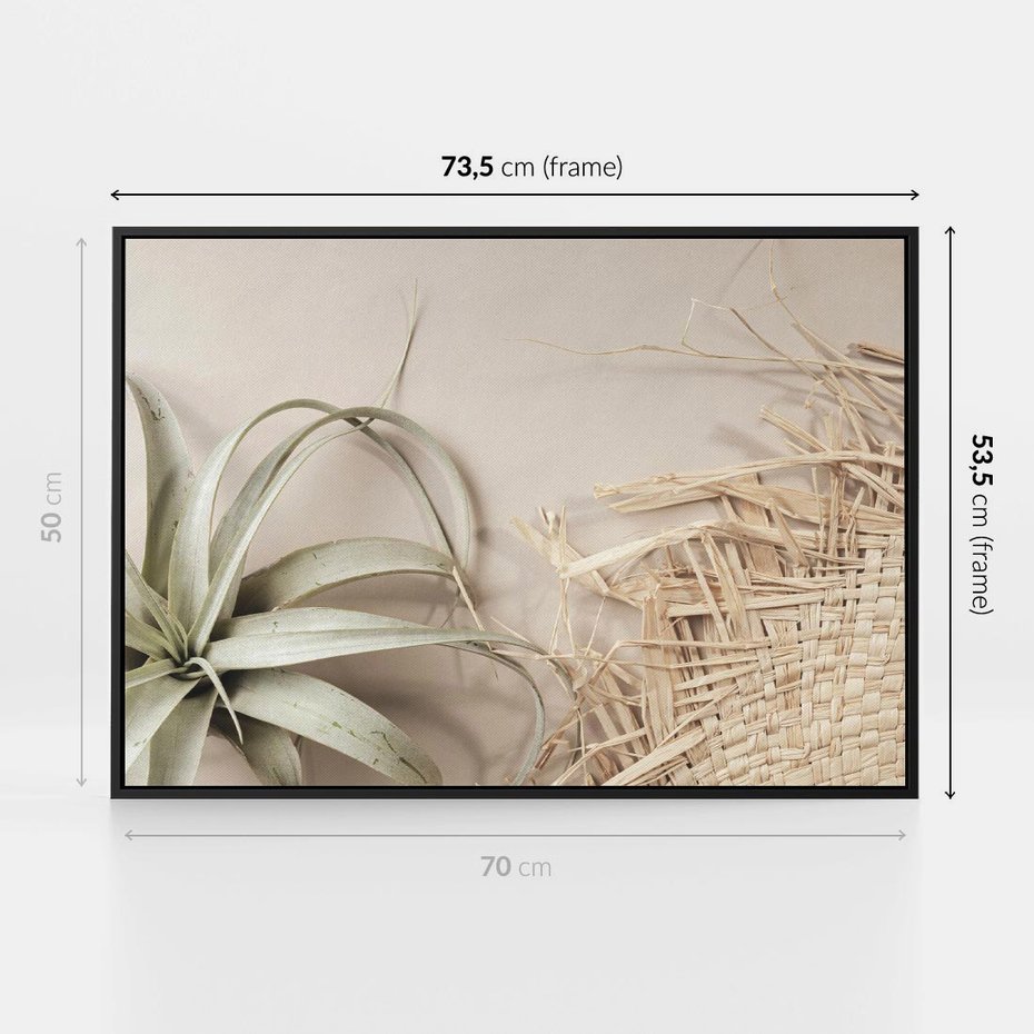 Obraz w ramie 70x50 - Boho urok suchych liści - suche, liście - rama czarna