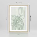Plakat w ramie 50x70 - Migotliwa Spokojna Zieleń - zielony plakat, abstrakcyjne splątane linie - rama drewno