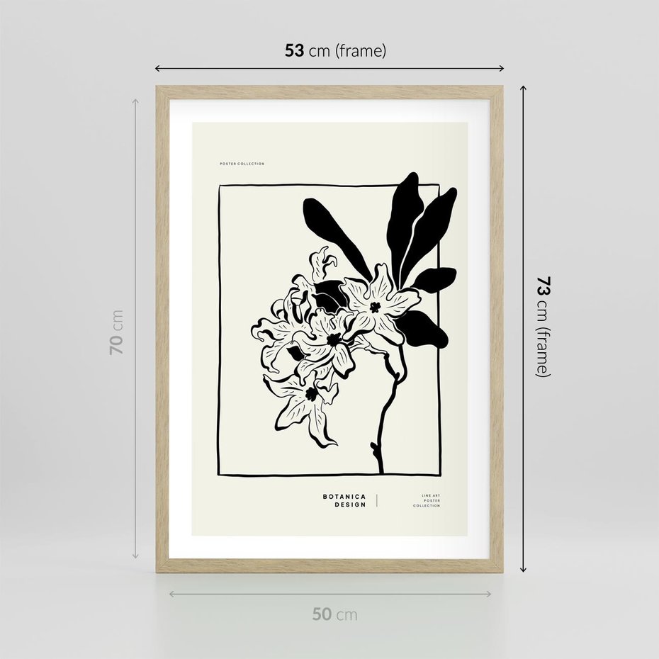 Plakat w ramie 50x70 - Kwiatowe przestrzenie - kwiat, grafika - rama drewno