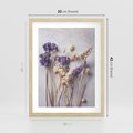 Plakat w ramie 30x40 - Błękitno-Biała Harmonia - suszone kwiaty, błekitne - rama drewno