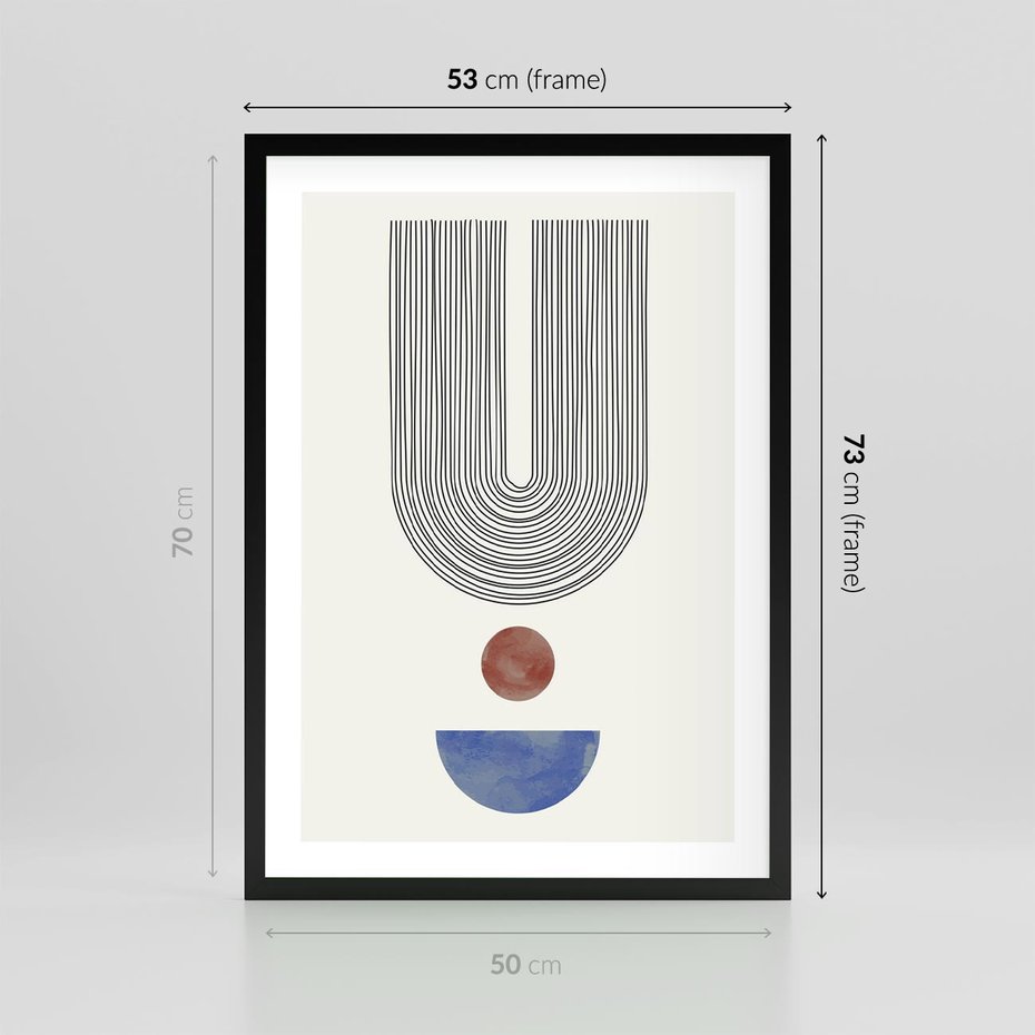 Plakat w ramie 50x70 - Rozplątane Wibracje - nowoczesny plakat, styl midcentury - rama czarna