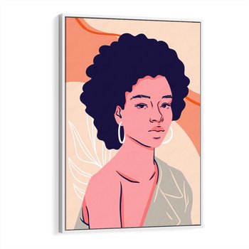 Obraz w ramie 80x120 - Kobiecy Kształt Świata - nowoczesny plakat, styl retro - rama biała