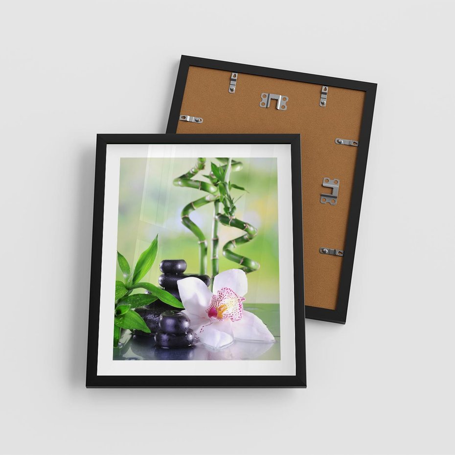 Plakat w ramie 40x50 - Spa pełne kwiatów i relaksu - spa, kwiat - rama czarna