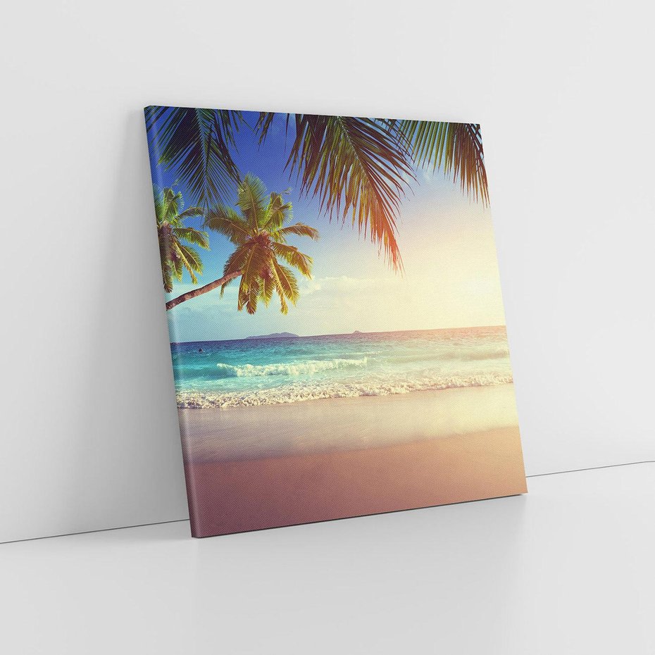 Obraz na płótnie 70x70 - Rajska plaża na Seszelach - Seszele, plaża