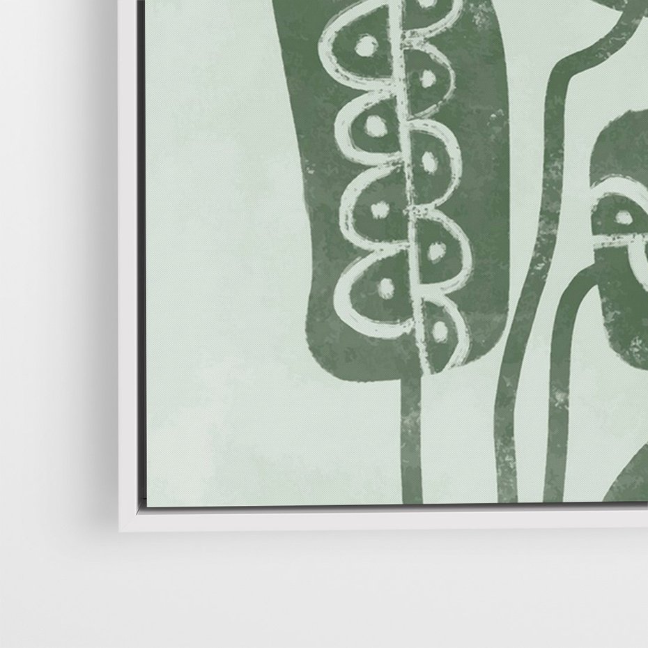 Obraz w ramie 50x70 - Nurtująca Zieleń - abstrakcyjny zielony motyw, skandynawski design - rama biała