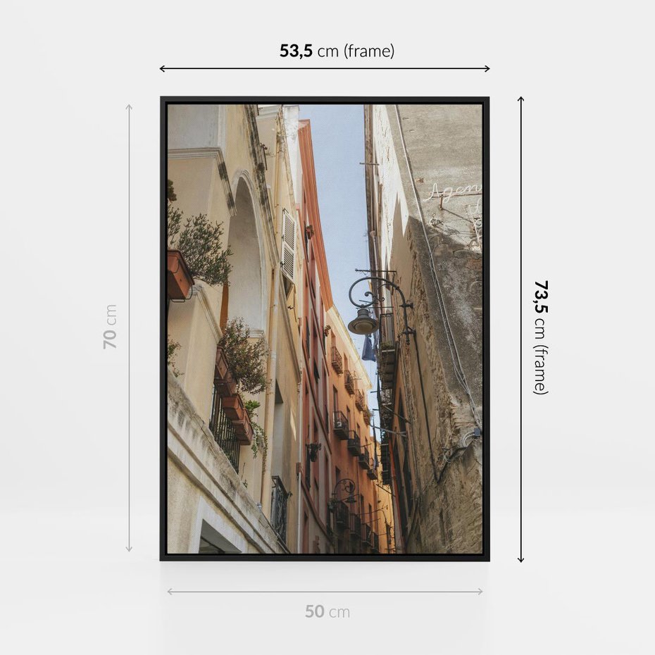 Obraz w ramie 50x70 - Włoskie uroki - włoskie, uliczki - rama czarna