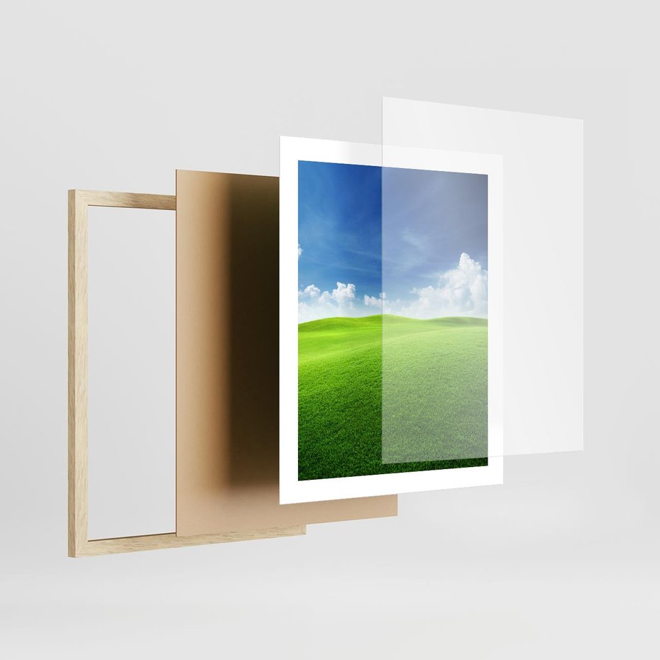 Plakat w ramie 40x50 - Łąka pod Niebem - łąka, niebo - rama drewno