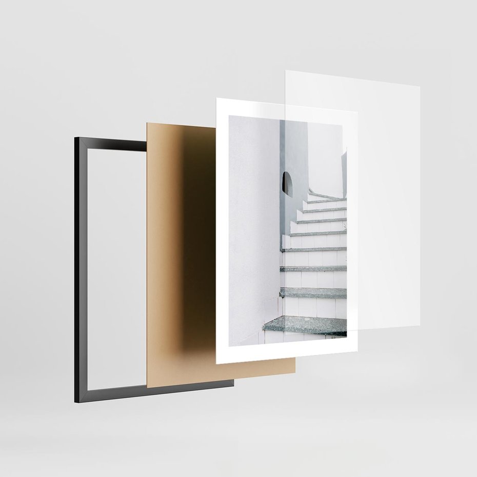 Plakat w ramie 30x40 - Schody ku Urokowi Wyspy - schody, santorini - rama czarna