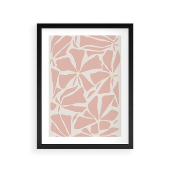 Plakat w ramie 50x70 - Akwarelowe Promienie - abstrakcyjne boho kwiaty, kompozycja - rama czarna