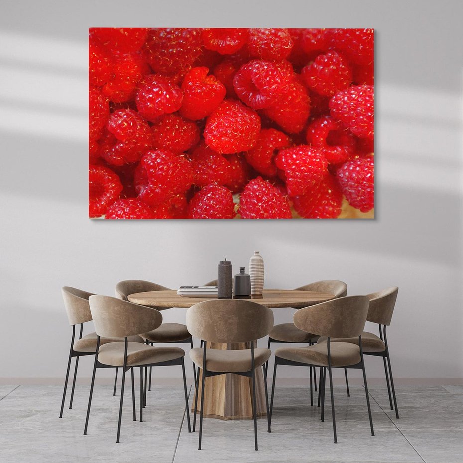 Obraz na płótnie 70x50 - "Maliny - Owocowy Raj - maliny, owoce