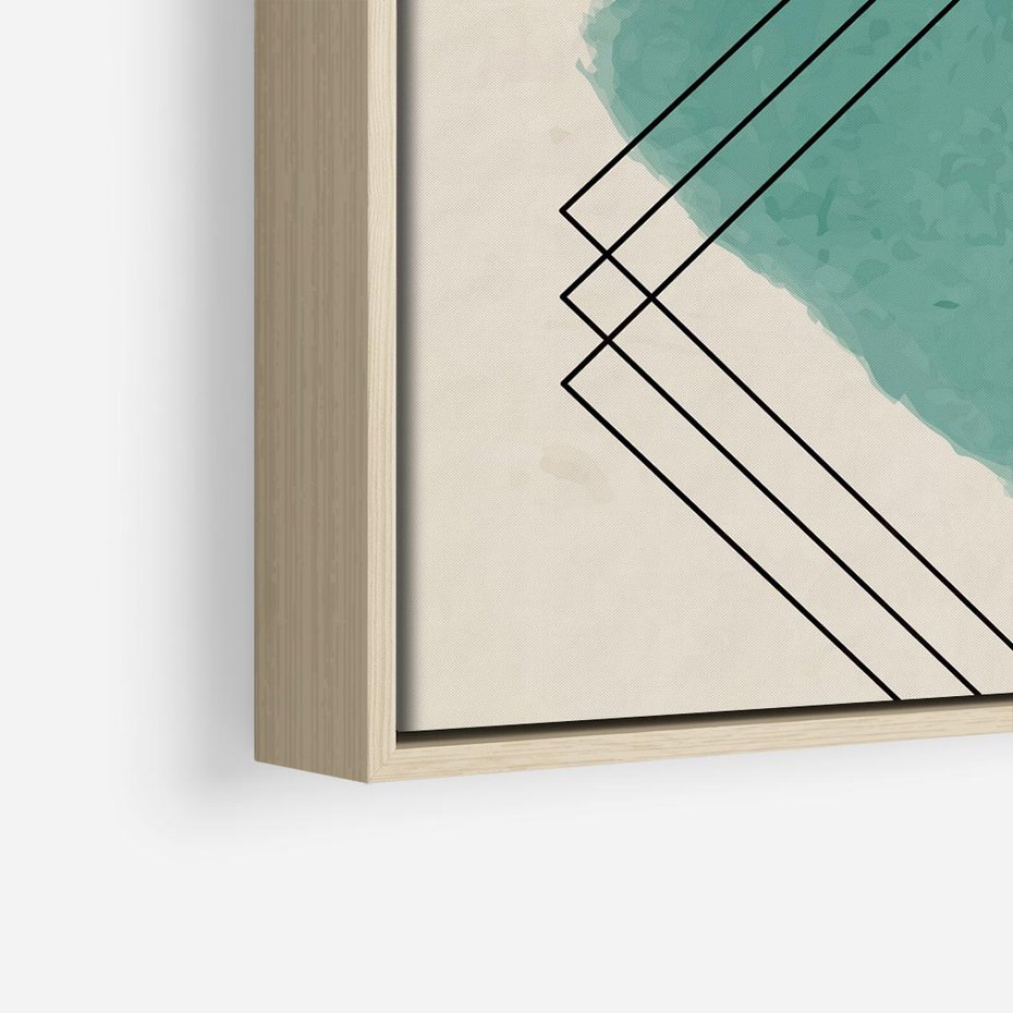 Obraz w ramie 80x80 - Impresje Przestrzeni - akwarelowa plama, geometryczne szkicowane kształty - rama drewno