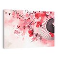 Obraz na płótnie 70x50 - Szept Kwitnącej Wiśni - japoński parasol, liście