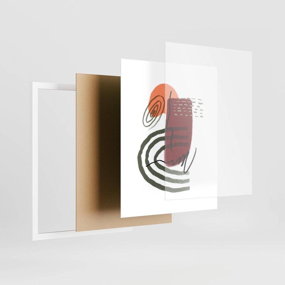 Plakat w ramie 40x50 - Boho Raj - abstrakcyjna sztuka, boho kształty - rama biała