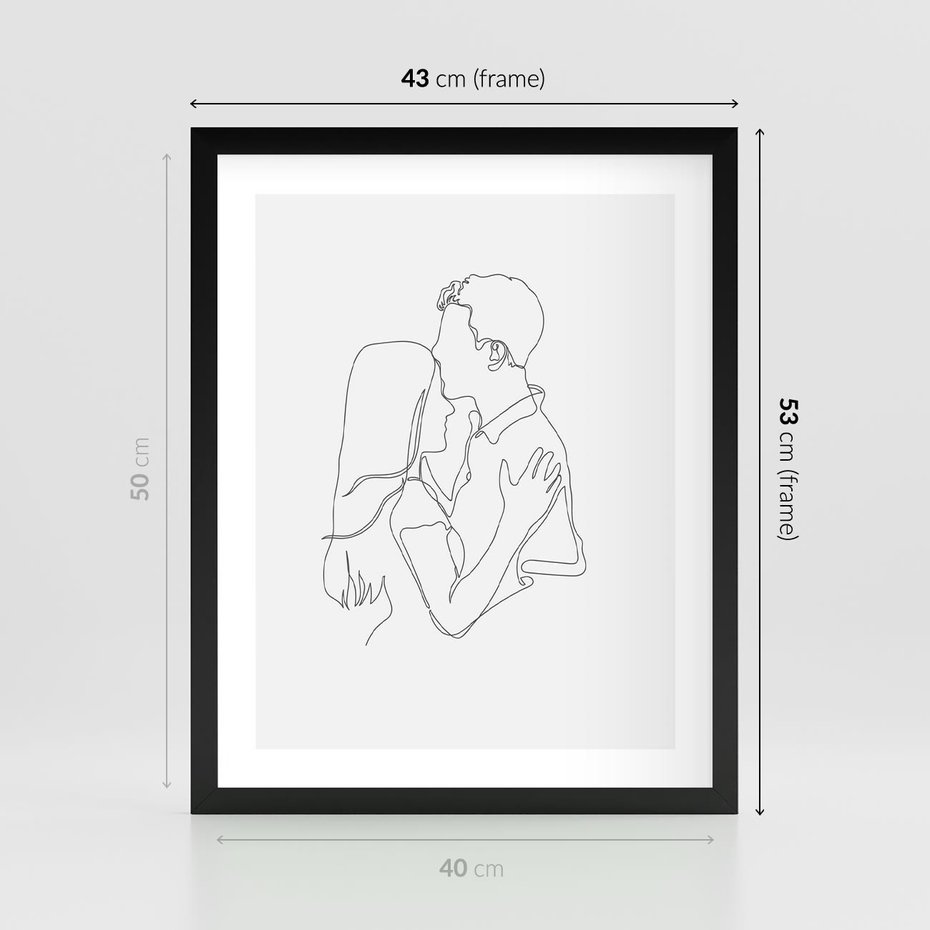 Plakat w ramie 40x50 - Bezgraniczne Przenikanie - para zakochanych, kobieta i mężczyzna - rama czarna