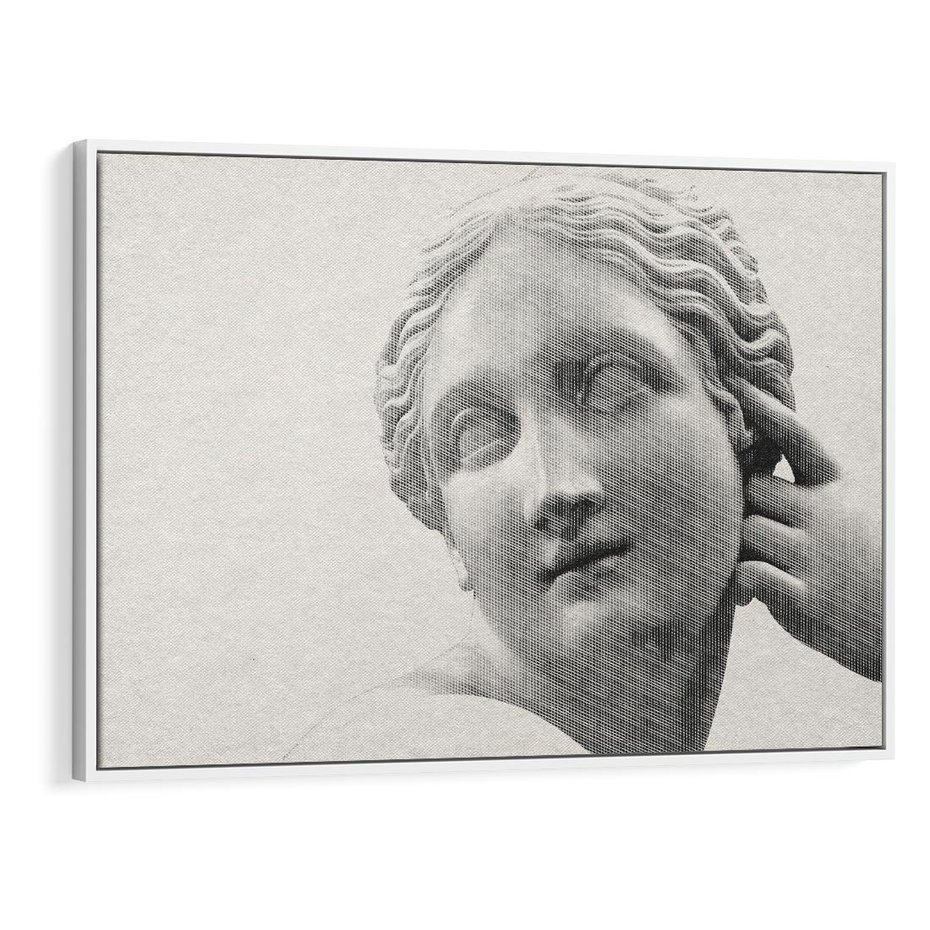 Obraz w ramie 100x70 - Szarość w Kamieniu - monochromatyczna marmurowa rzeźba, odcienie szarości - rama biała