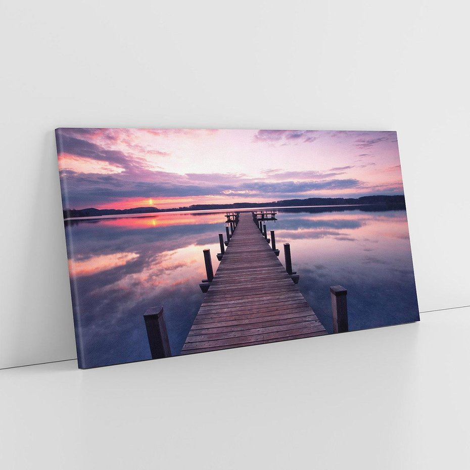 Obraz na płótnie 120x60 - spotkanie przy molo - jezioro, molo