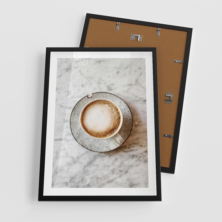 Plakat w ramie 50x70 - Kawa w Perfekcji - kawa w filiżance, cappuccino - rama czarna