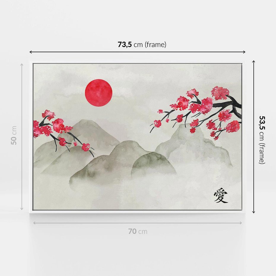 Obraz w ramie 70x50 - Harmonia Japandi - styl japandi, japonia - rama biała