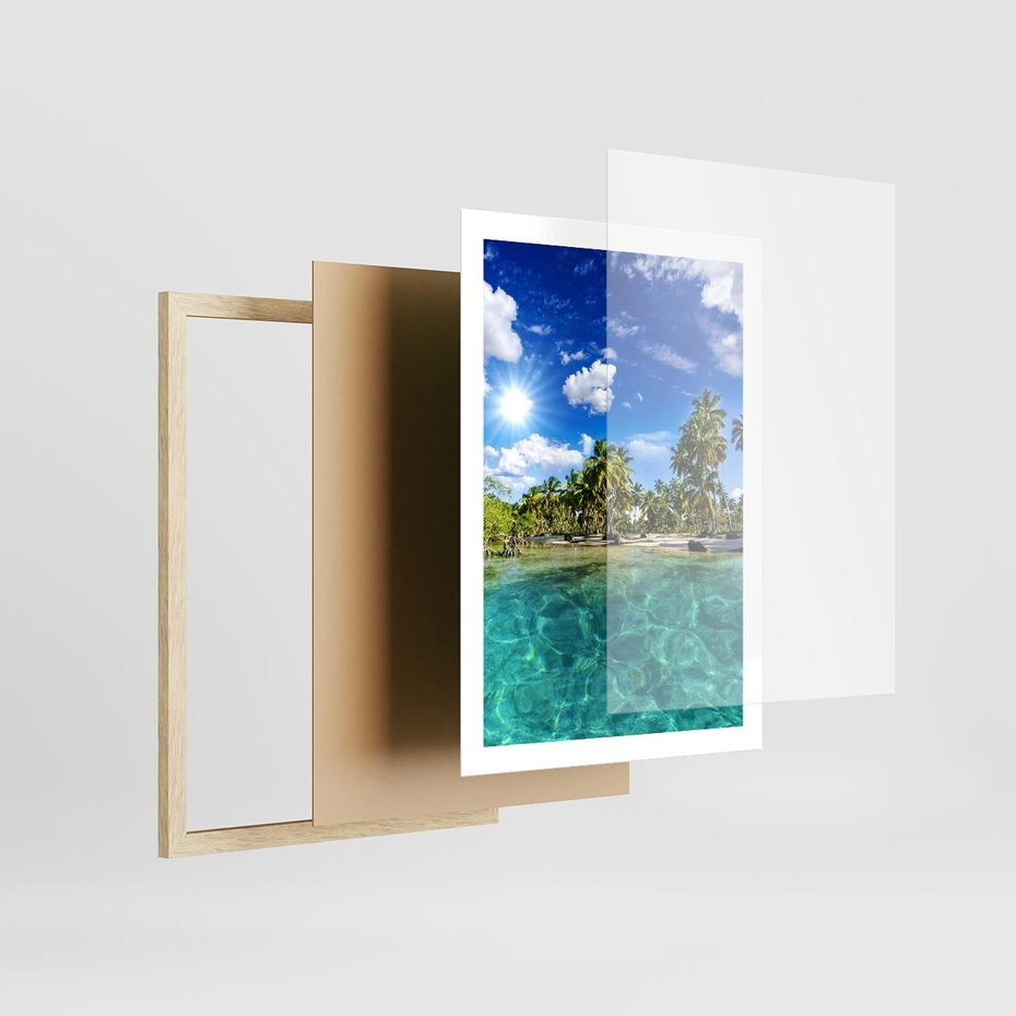 Plakat w ramie 50x70 - Rajskie wakacje na plaży - plaża, wakacje - rama drewno