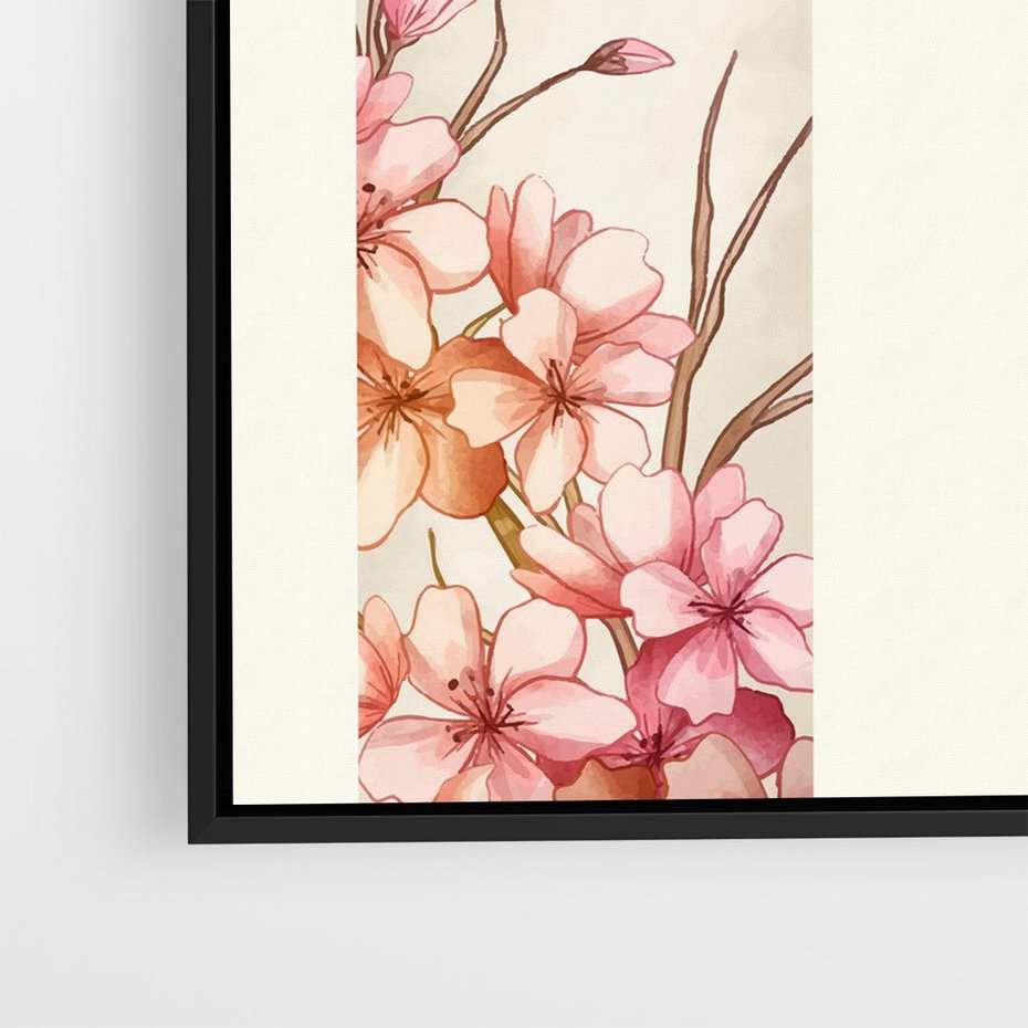 Obraz w ramie 50x50 - Rozkwitające Marzenia - japońska sztuka, ptak - rama czarna