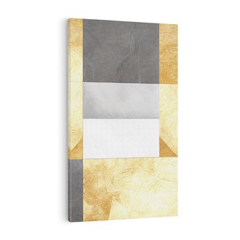 Obraz na płótnie 50x70 - Marmur w Geometrycznych Kształtach - geometryczne linie, złoto i szarość