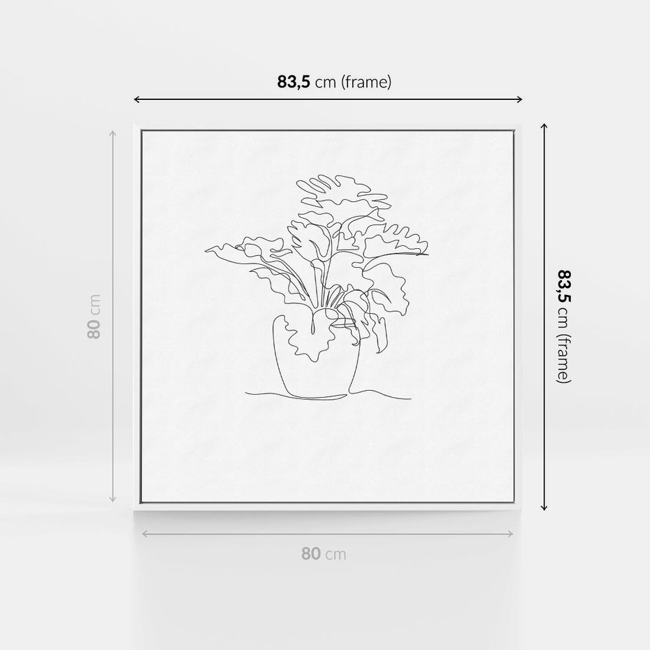 Obraz w ramie 80x80 - Rozkwitające Formy - szkic, minimalizm - rama biała