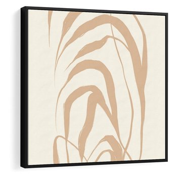 Obraz w ramie 50x50 - Formy Nowoczesności - minimalistyczny plakat, liście palmy - rama czarna