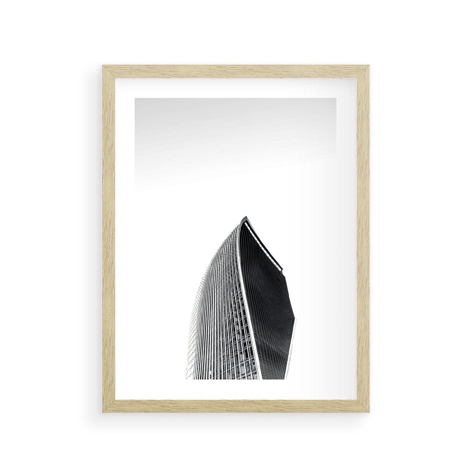 Plakat w ramie 30x40 - Czarno-Biały Wieżowiec - architektura, wieżowiec - rama drewno