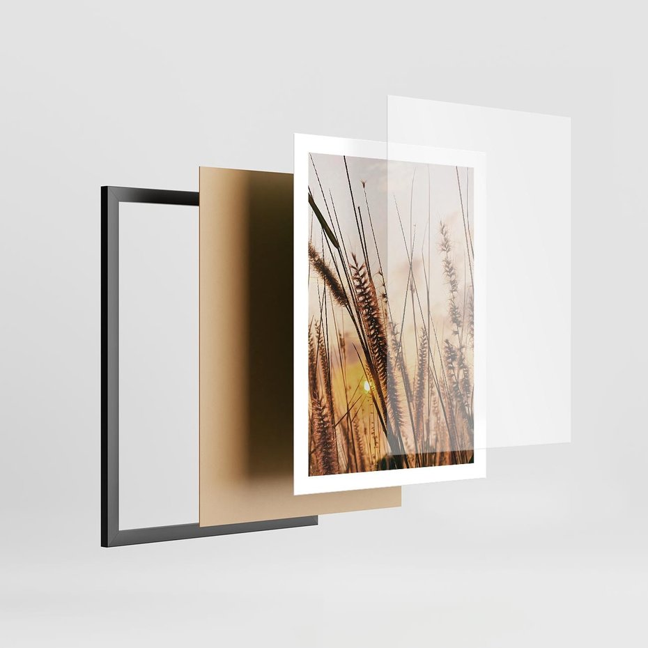Plakat w ramie 50x70 - Malownicza Łąka z Trawam - trawy, łąka - rama czarna