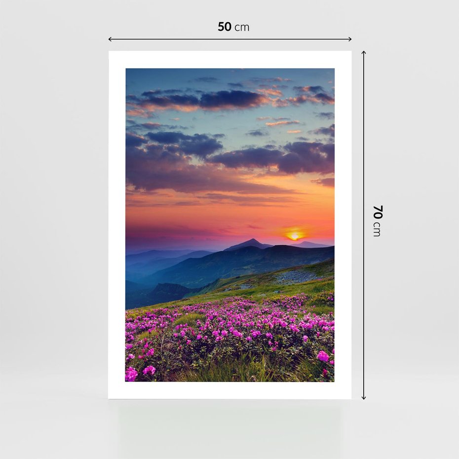 Plakat bez ramy 50x70 - Górski Zachód - góry, łąka
