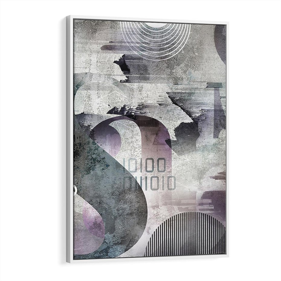 Obraz w ramie 70x100 - Nocne opowieści w barwach - typografia, abstrakcja - rama biała