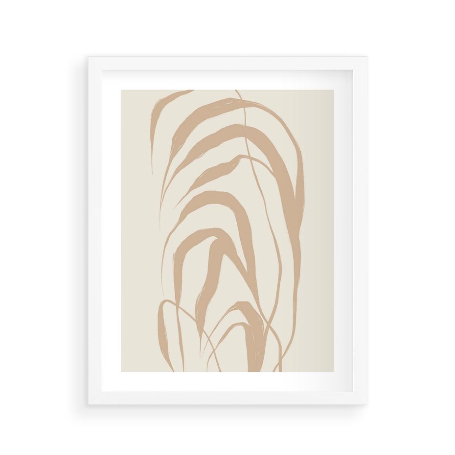 Plakat w ramie 40x50 - Formy Nowoczesności - minimalistyczny plakat, liście palmy - rama biała