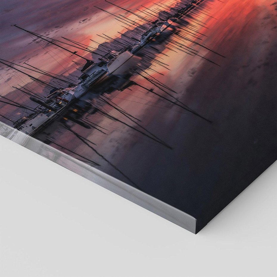 Obraz na płótnie 120x80 - Morze, fale i skały - zachód słońca,