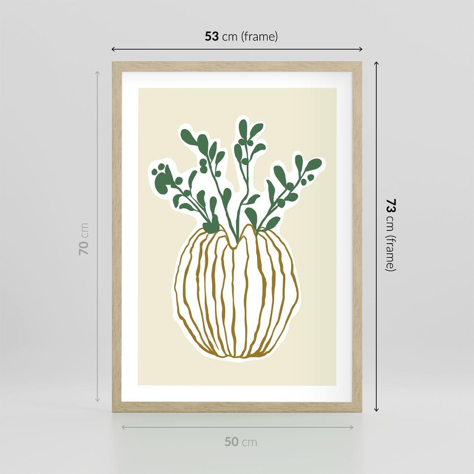 Plakat w ramie 50x70 - Przenikające Formy - abstrakcyjny plakat, kwiaty - rama drewno