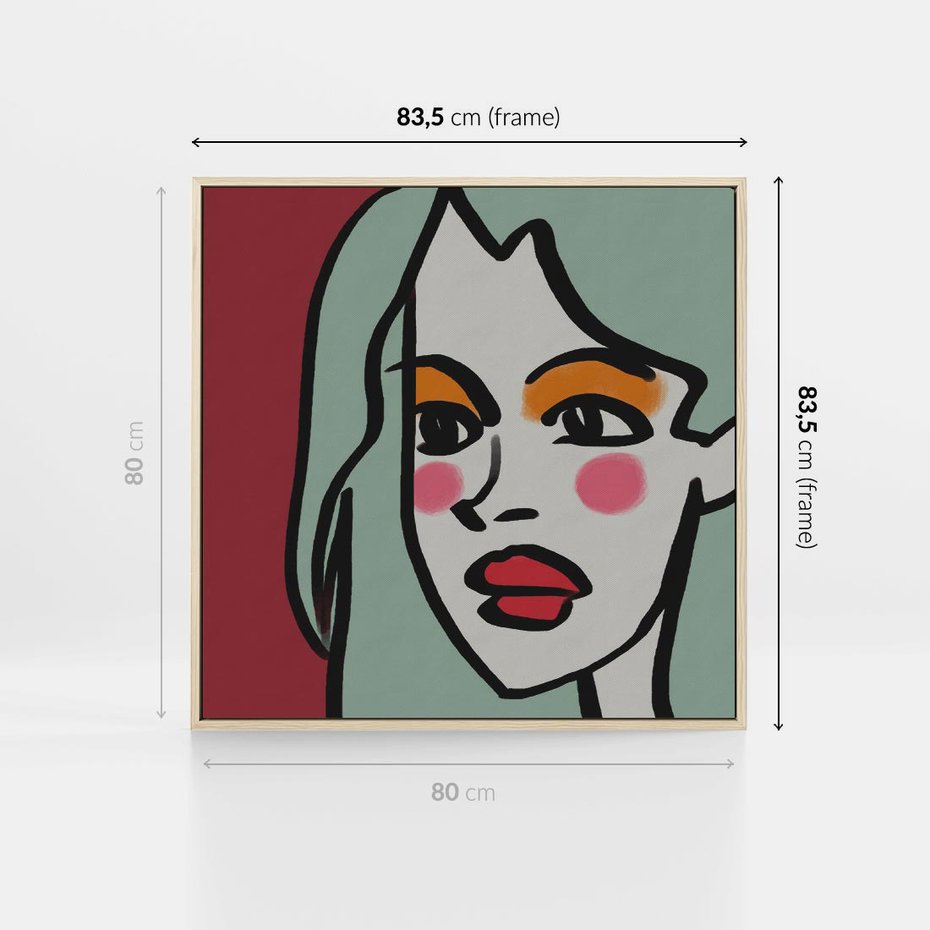 Obraz w ramie 80x80 - Ekspresja Linii - nowoczesny plakat, mocna linie - rama drewno