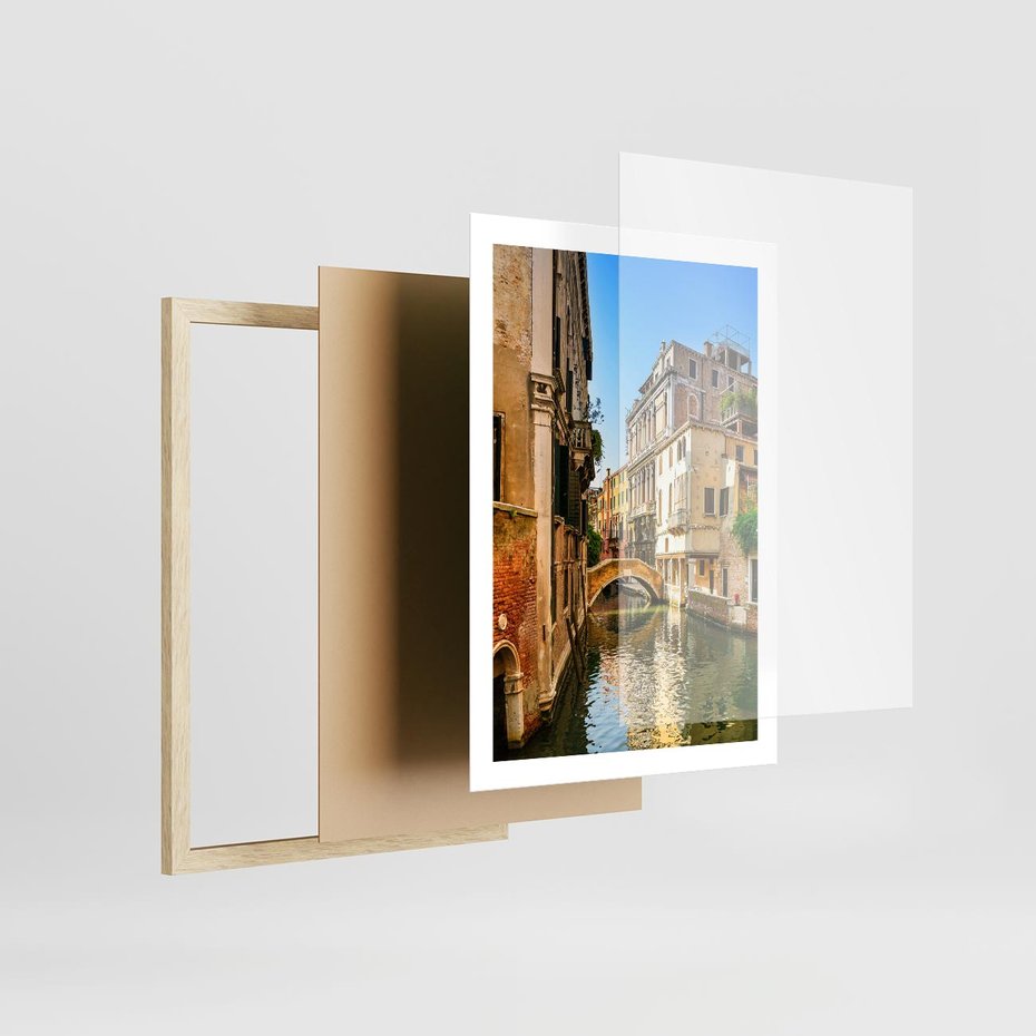 Plakat w ramie 50x70 - Magia Kanałów Weneckich - Wenecja, kanały - rama drewno